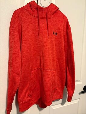 Under Armour Men’s Red Heather Hoodie with Black Logo